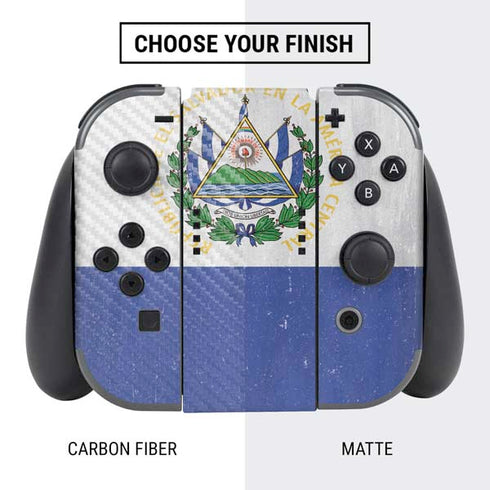 El Salvador Flag Distressed Nintendo Switch Bundle Skin